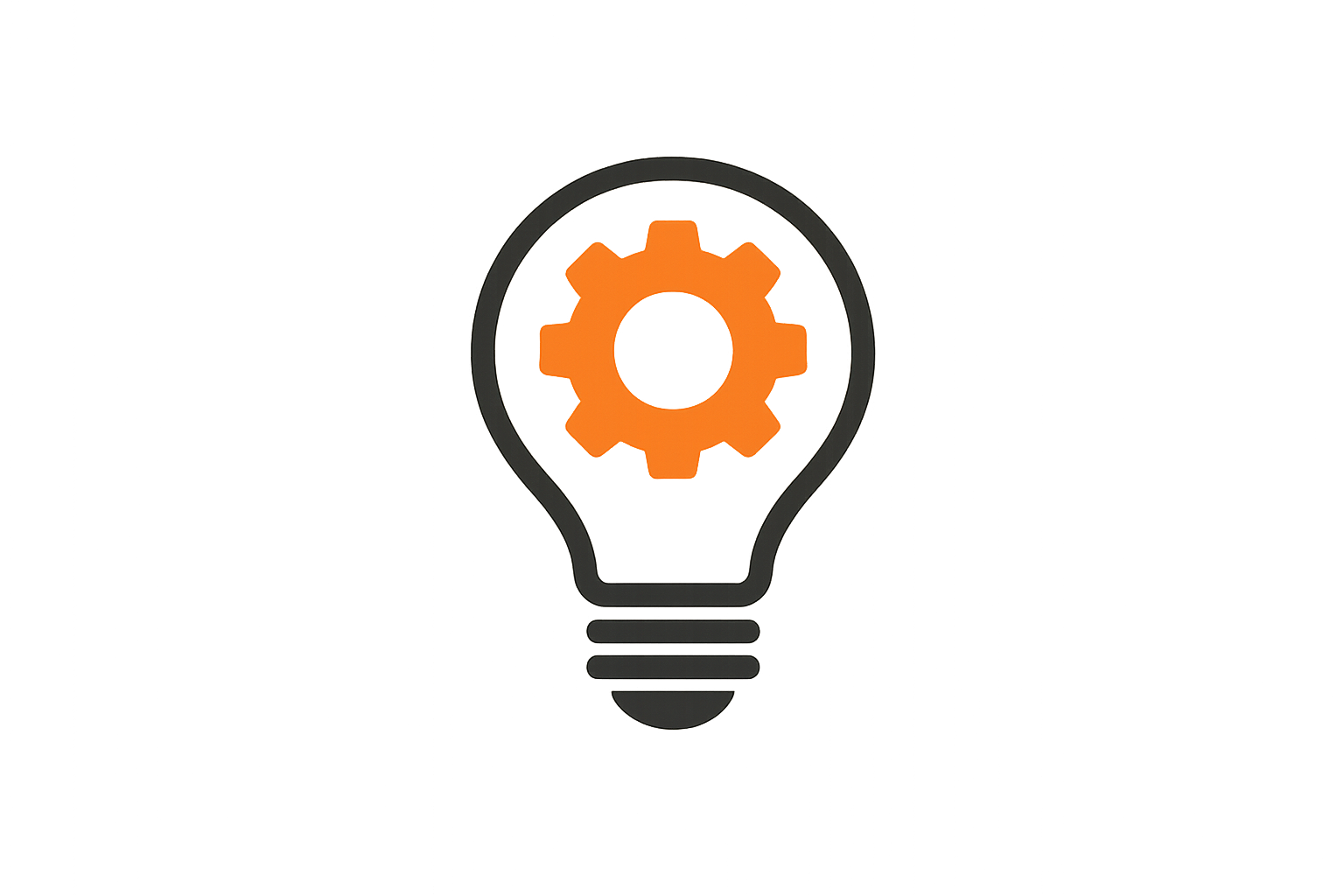 a lightbulb with a gear, please make the gear orange (#FF6600) in a clean, logo type style. simple graphic
