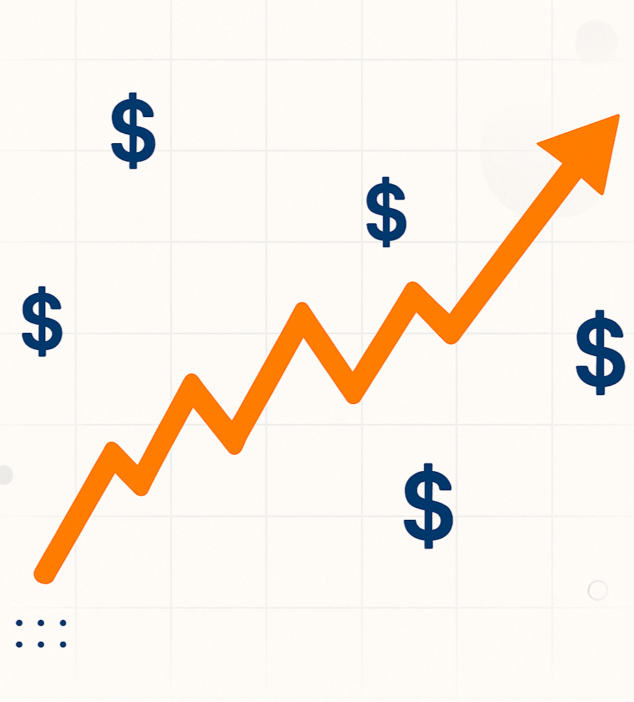 make the line jagged, up/down/up/down but trending upward. 