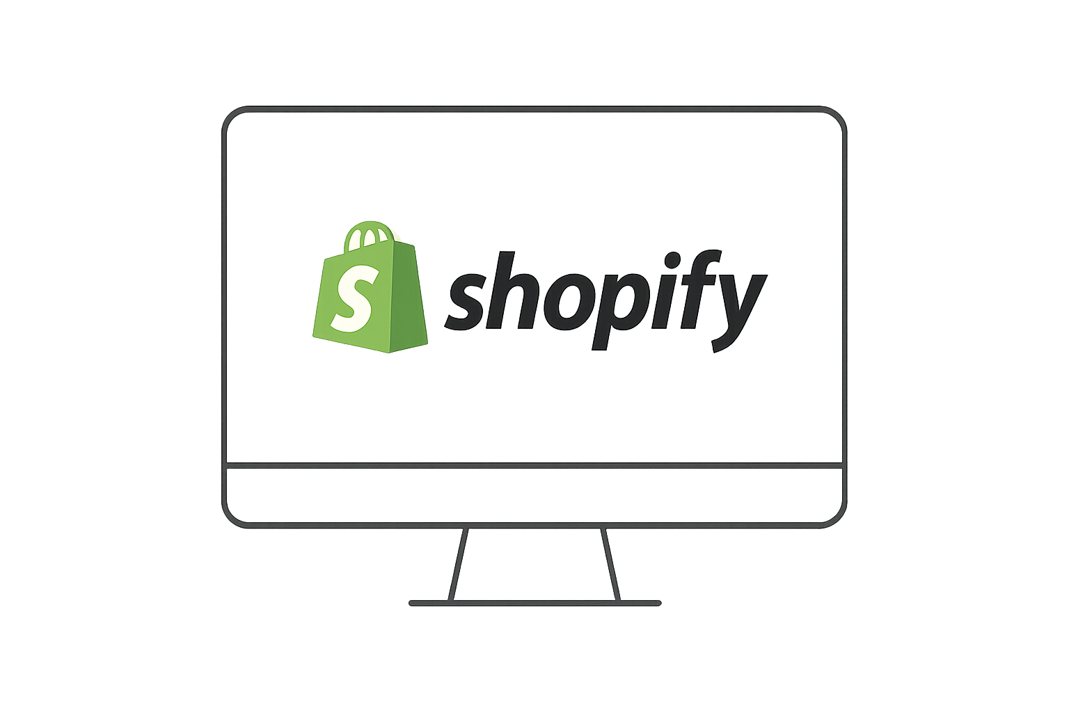 too much orange. keep the shopify logo its own color and make the computer a simple linear outline as done with the PPC image